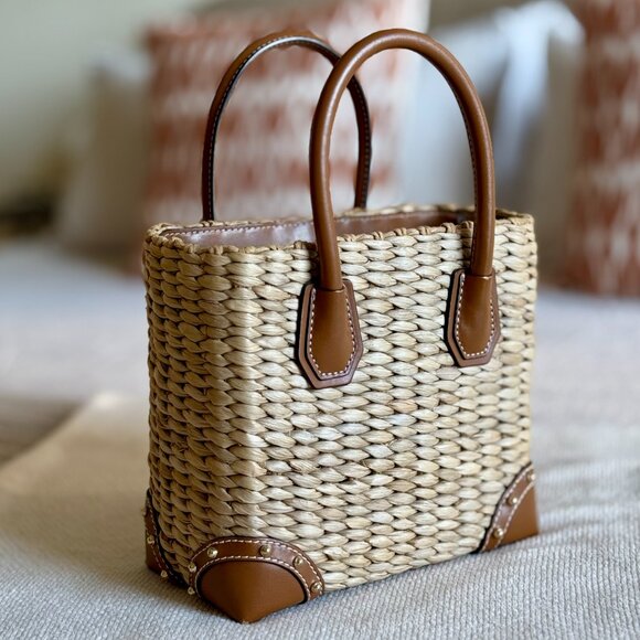 Michael Kors Malibu Watermelon Raffia Crossbody Handbag - Picture 2 of 6